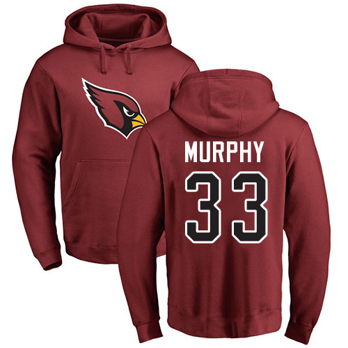 Arizona Cardinals Men Maroon Byron Murphy Name And Number Logo NFL Football #33 Pullover Hoodie Sweatshirts